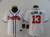 Youth Nike Atlanta Braves #13 Ronald Acuna Jr. white majestic baseball jersey