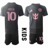 2025-2026 Club Internacional de Fútbol Miami #10 Messi black gray kid soccer jerseys away
