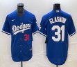 New Los Angeles Dodgers #31 Tyler Glasnow blue majestic baseball jerseys 02
