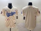 2025 Nike Los Angeles Dodgers blank beige fashion majestic baseball jerseys Sakura plate
