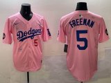 2025 Nike Los Angeles Dodgers #5 Freddie Freeman pink fashion majestic baseball jerseys Sakura plate