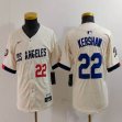 Youth Nike Los Angeles Dodgers #22 Clayton Kershaw beige fashion majestic baseball Jerseys-BD 02