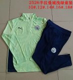 2025-2026 Manchester City club light green kid Soccer uniforms with Long Trousers E25214