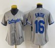 Women Los Angeles Dodgers #16 Will Smith gray majestic baseball Jersey
