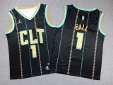 Youth New Orleans Hornets #1 LaMelo Ball black nba Jerseys city version