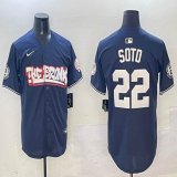 Nike New York Yankees #22 Juan Soto Navy majestic baseball Jerseys Joint name-BD 01