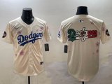 2025 Nike Los Angeles Dodgers blank beige fashion majestic baseball jerseys Sakura plate 01