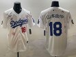 2025 Nike Los Angeles Dodgers #18 Yoshinobu Yamamoto white fashion majestic baseball jerseys Sakura plate