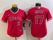 Youth Los Angeles Angels #17 Shohei Ohtani red majestic baseball jersey-BD