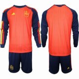 2026 Spain team red navy long sleeve soccer jerseys home
