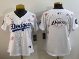 Youth 2025 Nike Los Angeles Dodgers blank white fashion majestic baseball jerseys Sakura plate 05
