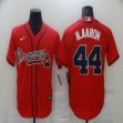 Nike Atlanta Braves #44 Hank Aaron red majestic baseball jerseys-BD