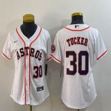 Women Nike Houston Astros #30 Kyle Tucker white majestic baseball jersey 01