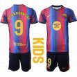 2026-2027 Barcelona club #9 LEWANDOWSKI red blue kids soccer jerseys home
