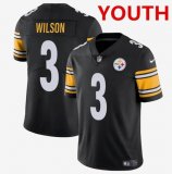 Youth Pittsburgh Steelers #3 Russell Wilson Black Color Rush Limited Jersey