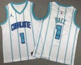 Youth jordan logo New Orleans Hornets #1 LaMelo Ball white nba Jerseys -XD