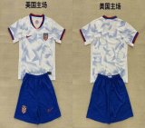 2025-2026 United States team white blue kid soccer jerseys home