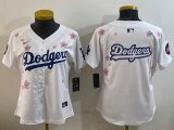 Youth 2025 Nike Los Angeles Dodgers blank white fashion majestic baseball jerseys Sakura plate 02