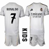 2025-2026 Real Madrid club #7 RONALDO white kid soccer jerseys home