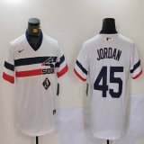 Nike Chicago White Sox #45 Michael Jordan white throwback majestic Baseball Jersey -BD 01
