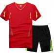 Sportswears Summer Sport Suits Men Hiking Running T-Shirts With Shorts-red black Sportswears Summer Sport Suits Men Hiking Running T-Shirts With Shorts-red black
