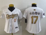 Women 2025 Nike Dodgers #17 Shohei Ohtani white gold fashion majestic baseball jerseys