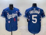 2025 Nike Los Angeles Dodgers #5 Freddie Freeman blue fashion majestic baseball jerseys Sakura plate