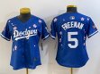 Women 2025 Nike Los Angeles Dodgers #5 Freddie Freeman blue fashion majestic baseball jerseys Sakura plate 01