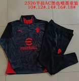 2025-2026 AC Milan black kid Soccer uniforms with Long Trousers E25198