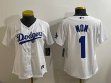 Women Nike Los Angeles Dodgers #1 Mon white majestic baseball jerseys