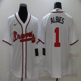 Nike Atlanta Braves #1 Ozzie Albies white majestic baseball Jersey