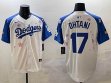 2025 Nike Los Angeles Dodgers #17 Shohei Ohtani white blue fashion majestic baseball jerseys Sakura plate 01