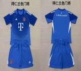 2025-2026 Bayern Munich blue kid goalkeeper soccer jersey