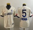 Women Nike Dodgers #5 Freddie Freeman beige fashion majestic baseball jerseys 01