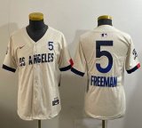 Women Nike Dodgers #5 Freddie Freeman beige fashion majestic baseball jerseys 01