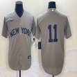 Nike New York Yankees #11 gray majestic baseball Jerseys-BD