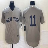 Nike New York Yankees #11 gray majestic baseball Jerseys-BD