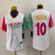 Women Nike San Diego Padres #10 Jurickson Profar white red green majestic baseball jersey 01