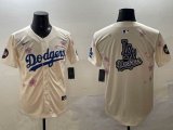 2025 Nike Los Angeles Dodgers blank beige fashion majestic baseball jerseys Sakura plate 03