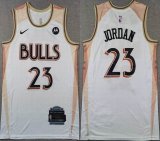 Nike Chicago Bulls #23 Michael Jordan white nba basketball jerseys city version-XD