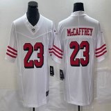 Nike San Francisco 49ers #23 Christian McCaffrey white throwback Nike Vapor F.U.S.E. Limited Jersey