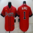 Nike Atlanta Braves #1 Ozzie Albies red new majestic baseball Jersey-BD