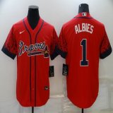 Nike Atlanta Braves #1 Ozzie Albies red new majestic baseball Jersey-BD