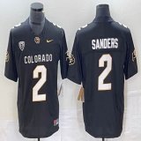 Colorado Buffaloes #2 Shedeur Sanders black With PAC-12 Patch Football Jersey BD 03