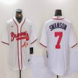 Nike Atlanta Braves #7 Dansby Swanson white majestic baseball jerseys 02
