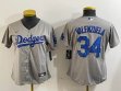 Women Nike Los Angeles Dodgers #34 Fernando Valenzuela gray MLB baseball Jersey