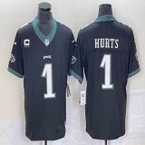 Nike Eagles #1 Jalen Hurts black Color Rush Limited Jersey-BD C patch 03