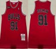 Chicago Bulls #91 Dennis Rodman red Throwback nba basketball jerseys with finals patch-XD