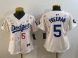 Youth Dodgers #5 Freddie Freeman beige fashion majestic baseball jerseys Sakura plate
