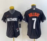 Women Nike Baltimore Orioles #7 Holliday black majestic baseball jersey-BD